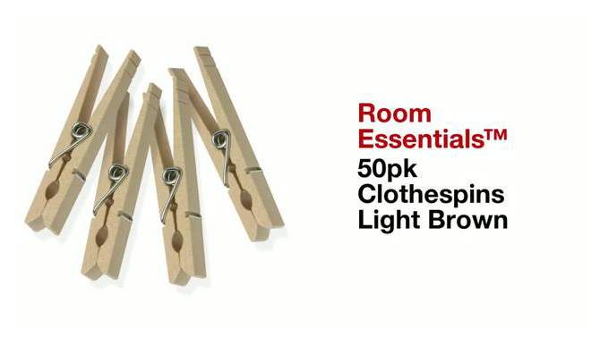 50pk Clothespins Light Brown - Room Essentials&#8482;, 2 of 5, play video