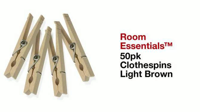 50pk Clothespins Light Brown - Room Essentials&#8482;, 2 of 7, play video