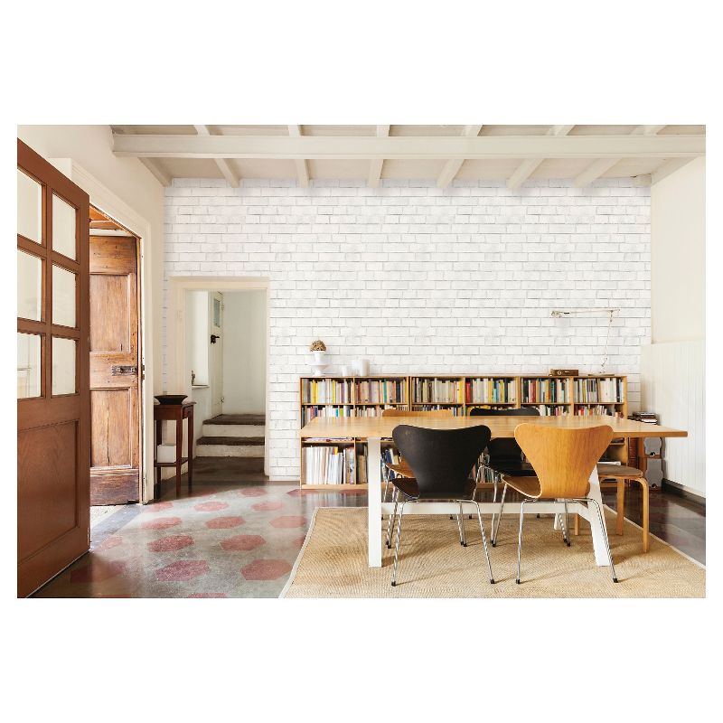 Textured Brick Peel &#38; Stick Wallpaper White - Threshold&#8482;, 4 of 19