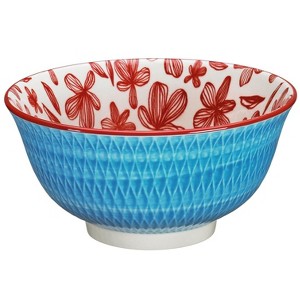 Cilio "Rhombuses" Porcelain Bowl, Blue, 17 fl. oz., 6" dia., Set of 6 - 1 of 2