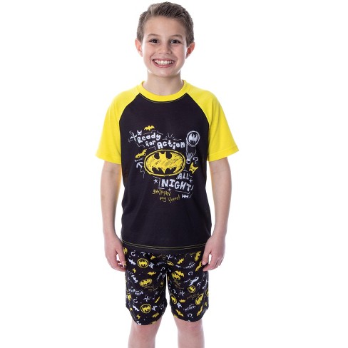 DC Comics Boys Batman Ready For Action Shirt and Shorts 2 PC Pajama Set 4 5 Black