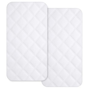 Aoibox Waterproof Bassinet Mattress Pad Cover 2 Pack Quilted Soft Microfibre Protector 34x19in for Babies - 1 of 4