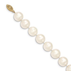 Black Bow Jewelry 11-12mm, White FW Cultured Pearl & 14k Yellow Gold Clasp Necklace - 1 of 4