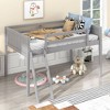 Okak Twin Size Solid Wood Bunk Bed Low Loft Bunk Bed with Convertible Ladder Left/Right & Safety Guardrail for Kids Teens, Easy Assemble, Gray - 4 of 4