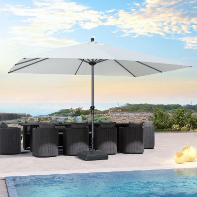 PURPLE LEAF 09' X 11' Patio Umbrella Outdoor Table Umbrella Aluminum Frame Market Umbrella Sun Umbrella with 8 Sturdy Ribs White