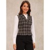 Allegra K Women's Christmas Shawl Collar Button Down V Neck Sleeveless Vintage Plaid Vest - 4 of 4
