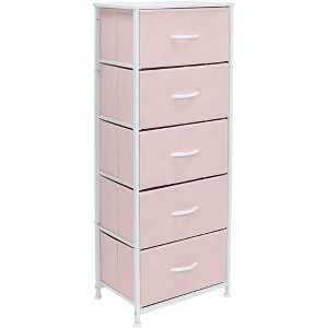 Sorbus Narrow 5 Drawers Nightstand with Steel Frame, Wood Top, Easy Pull Fabric Bins for Home, Bedroom, Office & Dorm - 1 of 4