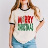 Simply Sage Market Women's Red and Green Merry Christmas Short Sleeve Ringer Tee - 2 of 4