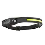 Link Rechargeable LED Headlamp W/Side Flashlight 230° COB Wide Beam Headlamp Motion Sensor 5 Modes IPX4 Waterproof Camping Night Running & More