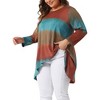 Agnes Orinda Women's Plus Size Casual Tie Dye Long Sleeve Crew Neck High Low Hem Tunic T-shirt - 2 of 4