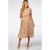 PinkBlush Beige Floral Pleated Short Sleeve Chiffon Maternity Midi Dress - 2 of 4