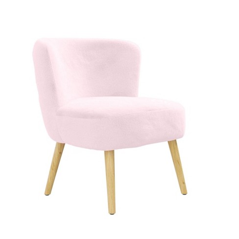 Esme Faux Fur Kids Accent Chair With Natural Legs Pink Room