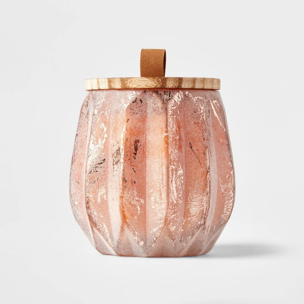 Threshold 14 oz. Acorn Glass Jar with Wooden Wick Pumpkin Spice Candle .