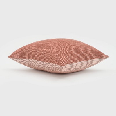 Copper Brown Reversible Woven Striped Chenille Square Pillow