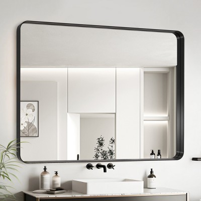 GlasFlength Decorative Wall Mirrors Rectangular Accent Mirror Wall Mirror Polished Mirror Decorative Mirror for Living Room, Black, 40"*30"*2"