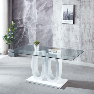 PAGED Dining Table Modern Kitchen Table Dining Room Table with Faux Wood Tabletop and Rubberwood Legs for Living Room - 1 of 4