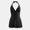 Women's Chic V Neck Plunge Halter Self Tie One Piece Swim Dress - Cupshe - 2 of 4