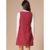 Allegra K Women's Tweed Sleeveless Square Neck Button Up A-Line Pinafore Overall Dress - 3 of 4