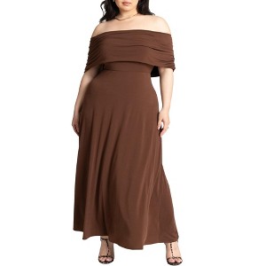 ELOQUII Women's Plus Size Off The Shoulder Maxi Dress - 1 of 4