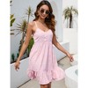 Swiss Dot Dress for Women Sleeveless V Neck Spaghetti Strap Summer Dresses Ruffle Hem Mini Dresses - 3 of 4