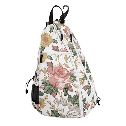 Sweet Jojo Designs Pickleball Bag Sling Backpack Vintage Floral Pink Green And Yellow Target