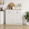 Double Tilt Out Trash Cabinet with Drawer, Hidden 20 Gallon Laundry Cabinet, Pet Proof - 2 of 4