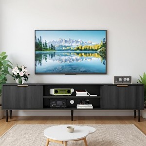 TV Stands, TV Console Table for TVs Up to 70", Entertainment Center with 2 Large Storage Cabinets, Wood TV Stand for Living Room, Media Console Table - 1 of 4