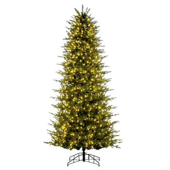 Vickerman 12' x 72" Georgian Fraser Fir Artificial Pre-Lit Christmas Tree with Folding Metal Tree Stand