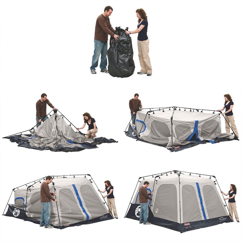 Coleman 14 x 10 Foot 8 Person Instant Cabin Camping Double Thick Fabric Family Tent with Integrated Rainfly and Carry Bag for Camping and Hiking, 4 of 7