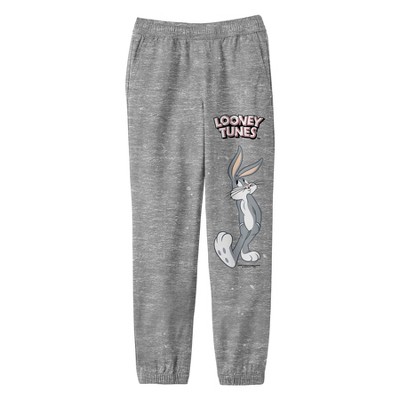 Looney Tunes Logo With Bugs Bunny Youth Heather Gray Graphic Joggers