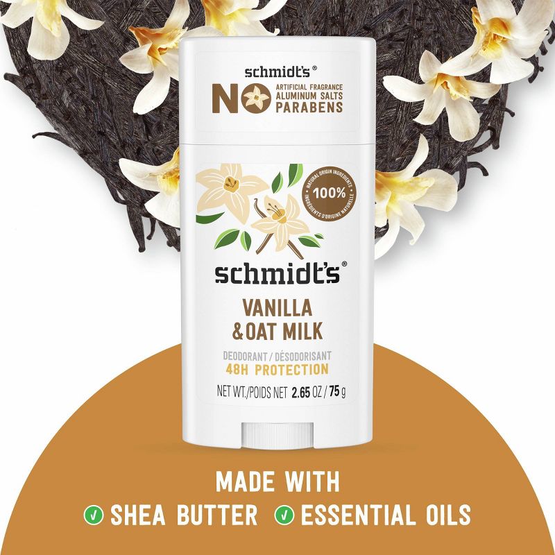 Schmidt&#39;s Vanilla + Oat Aluminum-Free Natural Sensitive Skin Deodorant Stick - 2.65oz, 6 of 9