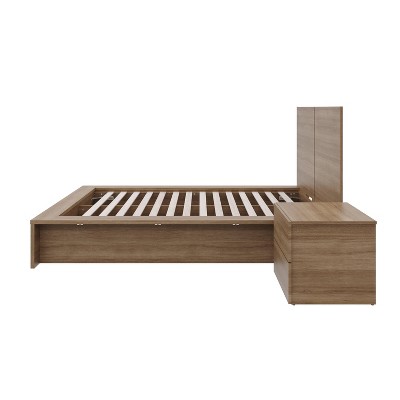 Brown Oak Composite 3-Piece Full Bedroom Set