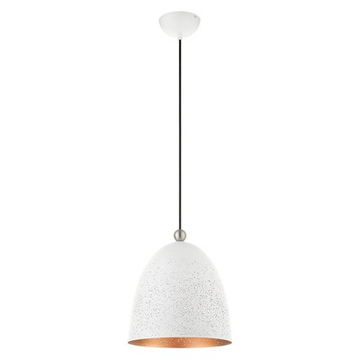 White and Brushed Nickel Mini Pendant Light with Gold Interior