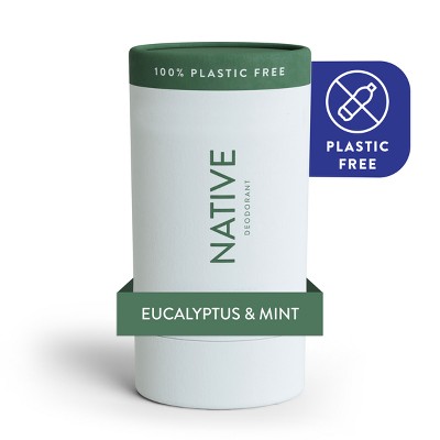 Native Plastic Free Deodorant for Men & Women - Eucalyptus & Mint - Aluminum Free - 2.65oz