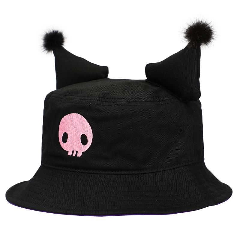 My Melody Kuromi Inspired Black unisex Bucket Hat with ears, 2 of 7
