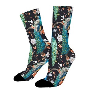 Peacock On Tree Flower Women Printed Crew Socks Funny Funky Socks Soft Polyester Novelty Gifts for Artists Men - 1 of 1
