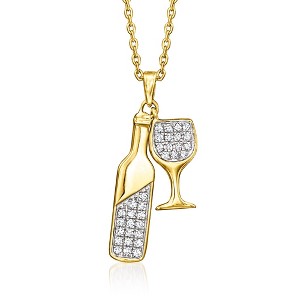 Ross-Simons 0.15 ct. t.w. Diamond Wine Bottle Necklace in 18kt Gold Over Sterling - 1 of 3
