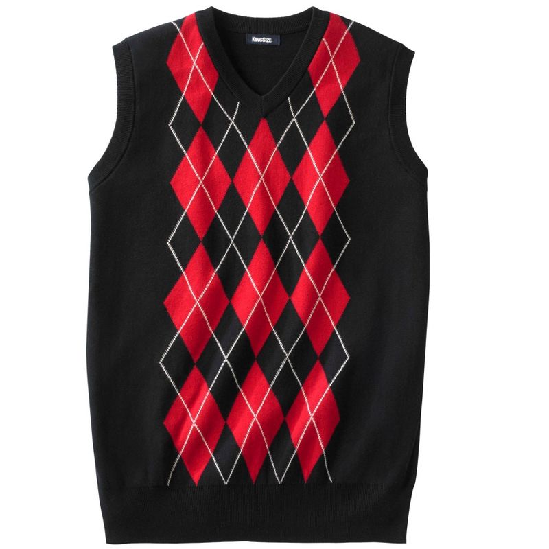 Kingsize Men's Big & Tall V-neck Argyle Sweater Vest - Tall - 8xl ...