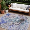 Beige Blue And Taupe Abstract Washable Indoor Outdoor Area Rug - 2 of 4