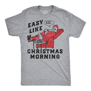 Mens Funny T Shirts Easy Like Christmas Morning Sarcastic Santa Graphic Novelty Tee For Men - Crazy Dog Men's T Shirt Gift For Christmas - 1 of 4
