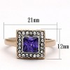 Slickblue Two-Tone Rose Gold Stainless Steel Ring with Tanzanite CZ, Halo Style, Pink and Purple, Sizes 5-10 - 2 of 4