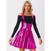 INSPIRE CHIC Women's Metallic Tie Halter Neck High Waist Party A-Line Overalls Dress - 4 of 4