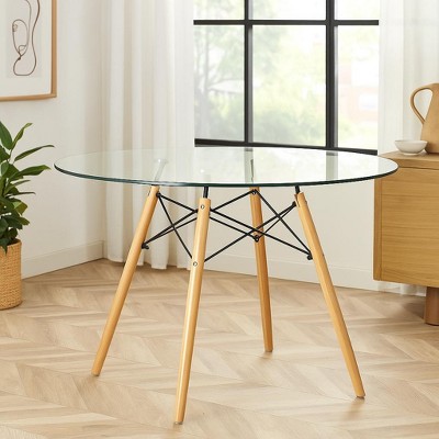 LeisureMod Dover 47" Round Dining Table – Modern Eiffel Base Design, Accent Table for Kitchens, Dining Rooms, Breakfast Nooks & Small Spaces