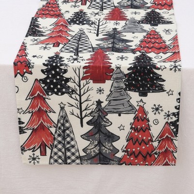 Unique Bargains Table Runner Rectangular Winter Christmas Pattern 2 Linen Colorful 1 Pc