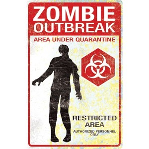 Halloween Express  16 x 11 in Zombie Outbreak Halloween Sign - 1 of 3