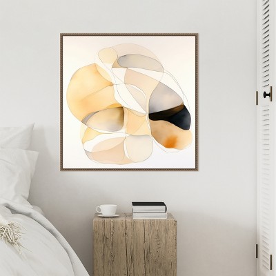 30'' Beige and Black Abstract Canvas Wall Art