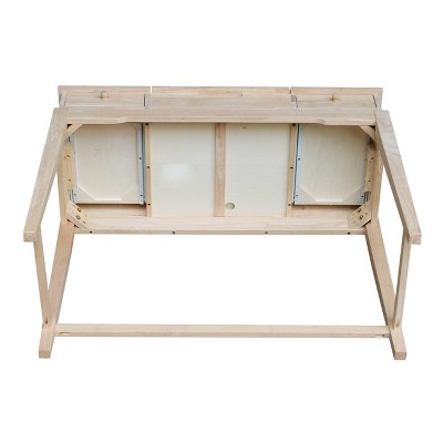 Classic Unfinished Rubberwood Vanity Table with Flip-Up Mirror