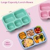 LunaLulinlk Reusable Wheat Lunch Box with 5 Compartments, 4 Pack Snack Box with Clear Lid - 2 of 4