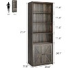 Industrial Large Bookcase, 71.4" Tall Bookcase with Doors, Freestanding Farmhouse Bookshelf with Storage Shelves, Home Storage Furniture - 2 of 4