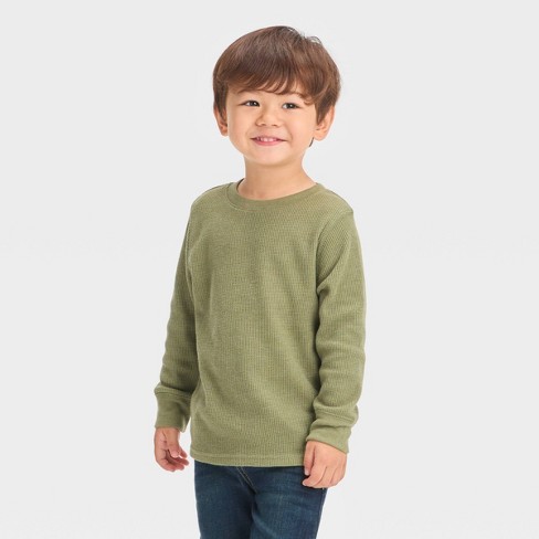 Boys' Long Sleeve Thermal Henley Shirt - Cat & Jack™ Cream M : Target